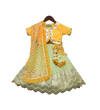 Pre-Order: Yellow Choli with Pista Green Gota Lehenga