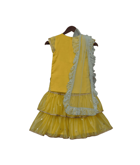 Pre-Order: Yellow Embroidery Kurta with Yellow Sharara