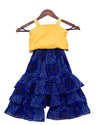 Pre-Order: Yellow Embroidery Top with Blue Leheriya Sharara