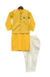 Pre-Order: Yellow Foil Printed Nehru Jacket Set