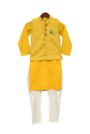 Pre-Order: Yellow Foil Printed Nehru Jacket Set