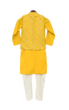 Pre-Order: Yellow Foil Printed Nehru Jacket Set