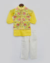 Pre-Order: Yellow Kurta with Flower Embroidered Jacket and Pant