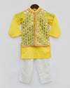 Pre-Order: Yellow Kurta with Mirror Work Jacket and Pants