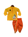 Pre-Order: Yellow Kurti with Orange Leheriya Dhoti