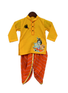 Pre-Order: Yellow Kurti with Orange Leheriya Dhoti