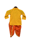 Pre-Order: Yellow Kurti with Orange Leheriya Dhoti