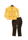 Pre-Order: Yellow Printed Jacket with Brown Pant