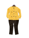 Pre-Order: Yellow Printed Jacket with Brown Pant