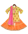 Pre-Order: Yellow Printed Kurti with Orange Sharara