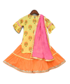 Pre-Order: Yellow Printed Kurti with Orange Sharara