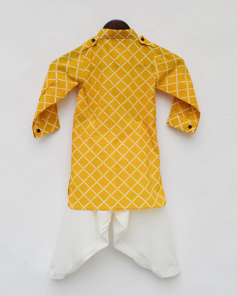 Pre-Order: Yellow Printed Kurta with Salwar