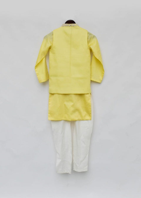 Pre-Order: Yellow Silk Nehru Jacket Set