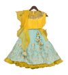 Pre-Order: Yellow Tassel Top with Aqua Blue Lehenga